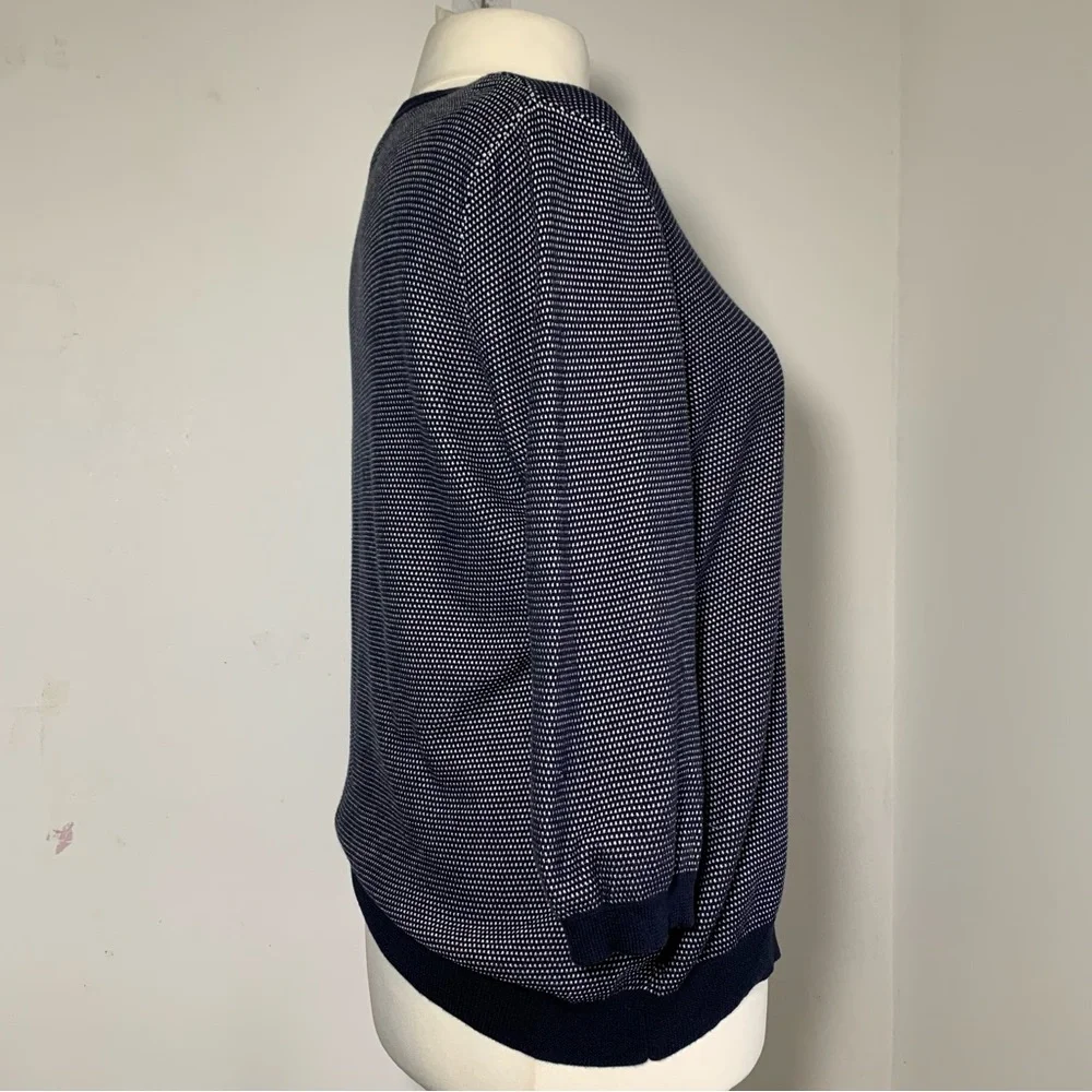 Peter Hahn Women's Knit Jumper Navy White Mix Long Sleeve Pullover Casual UK 22 - Picture 14 of 15